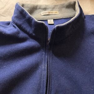 Peter Millar Two-Tone Quarter Zip Pullover - Navy and Gray
